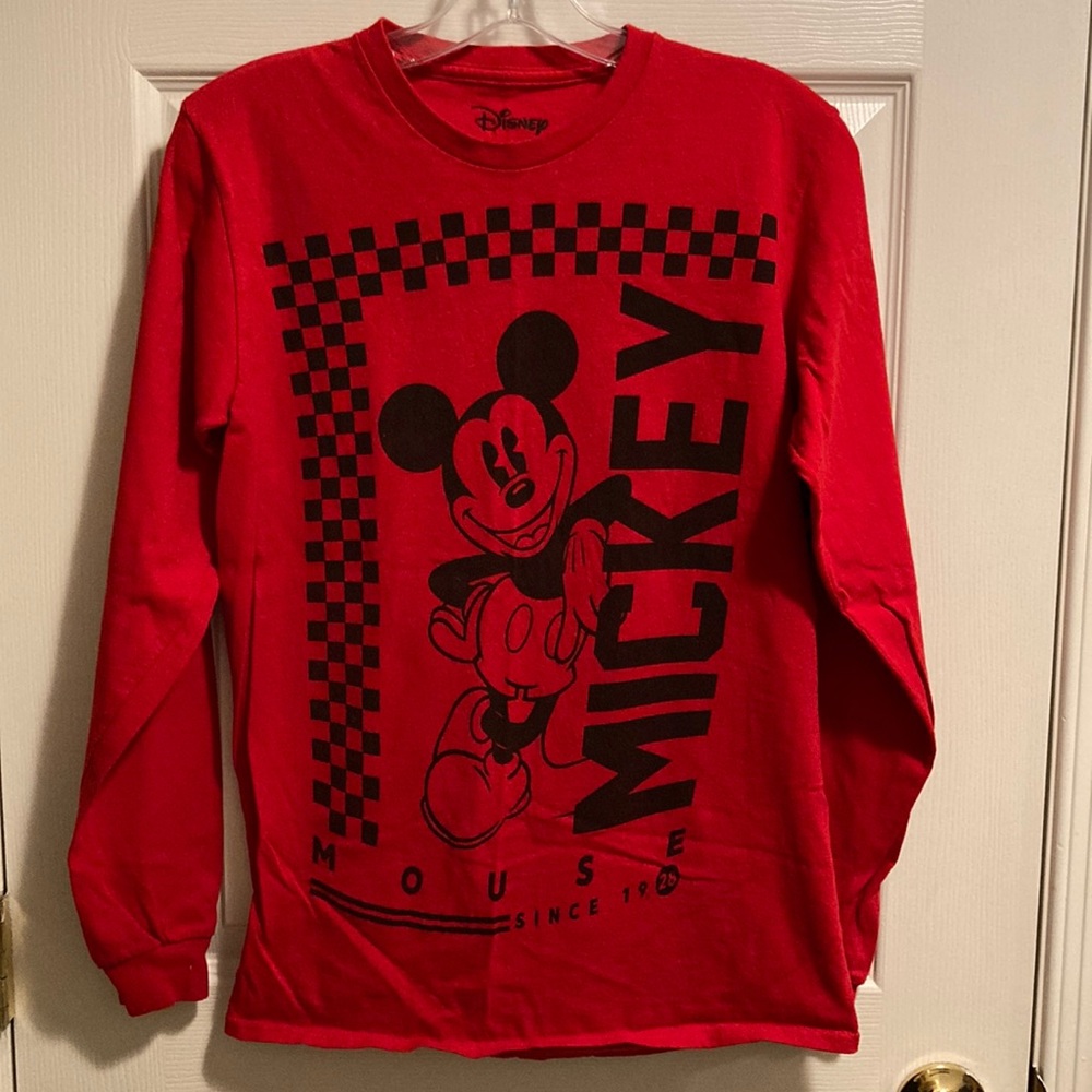 Disney Mickey Print Red/Black Junior’s Long Sleeved Tee (small)